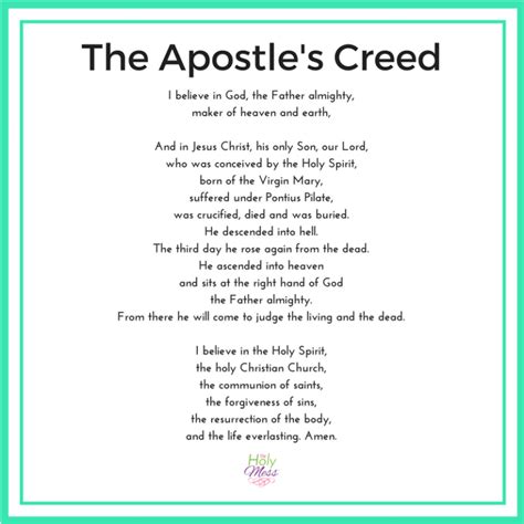 The Apostles Creed Printable Version