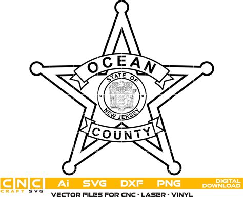 Ocean County Sheriff Badge, New Jersey Sheriff Badge Vector art for La