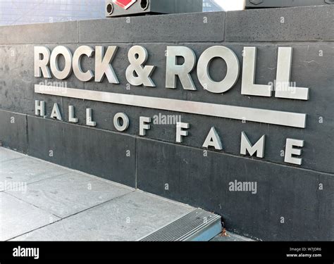 Rock and Roll Hall of Fame signage outside the Rock and Roll Hall of ...