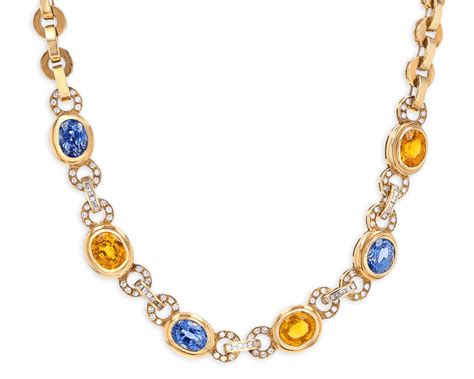 Blue and Yellow Sapphire Necklace, 24.00 Carats | Sapphire necklace, Yellow necklace, Saphire ...