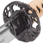 Shinwa Regal Makaku Wakizashi / Samurai Sword - Hand Forged Damascus Steel - Custom Cast Macaque ...