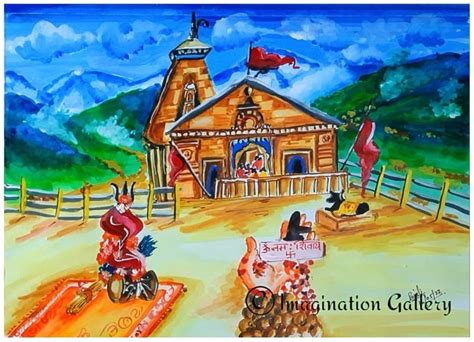 How to Draw KEDARNATH TEMPLE Painting Kedarnath Temple Scenery DRAWING