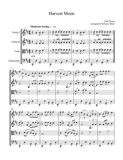 Harvest Moon (arr. Rebecca Shaw) by Neil Young Sheet Music for String ...