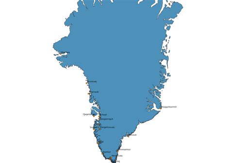 Map of Greenland With Cities - Greenland Cities Map