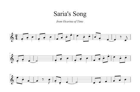 Saria's Song Sheet Music for Soprano/tenor Recorder, INSTANT DOWNLOAD ...