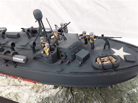 Scratch Built WW2 Higgins P.T. Waterline Model Boat - Sally Antiques