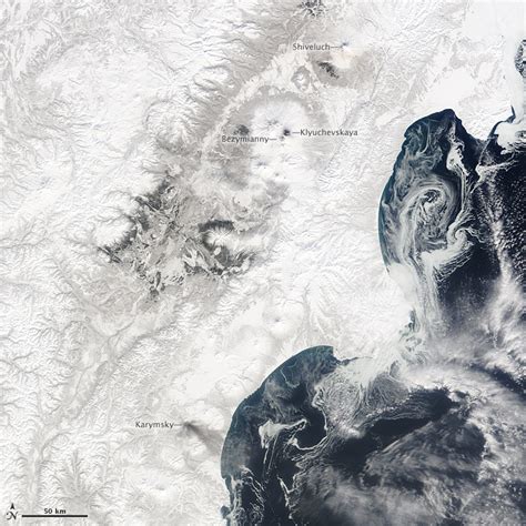 Four Erupting Kamchatka Volcanoes