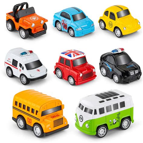 Buy Metal Pull Back Cars, 8 Pack Mini Die Cast Toy Cars Set, Car/Trucks ...