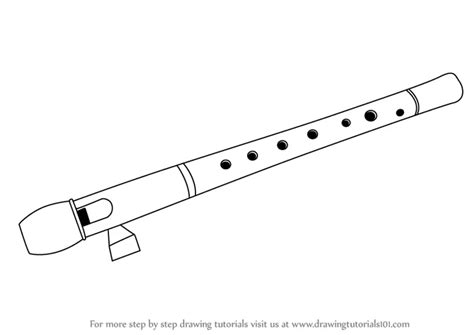 Learn How to Draw a Flute (Musical Instruments) Step by Step : Drawing Tutorials