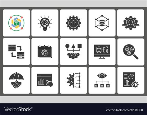 Business intelligence icon set Royalty Free Vector Image