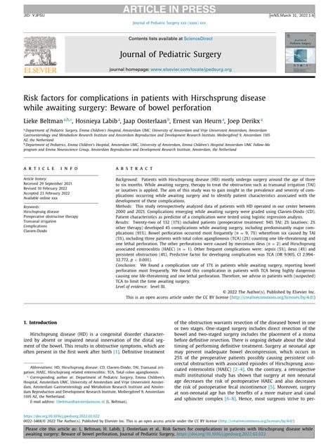 (PDF) Risk factors for complications in patients with Hirschsprung disease while awaiting ...