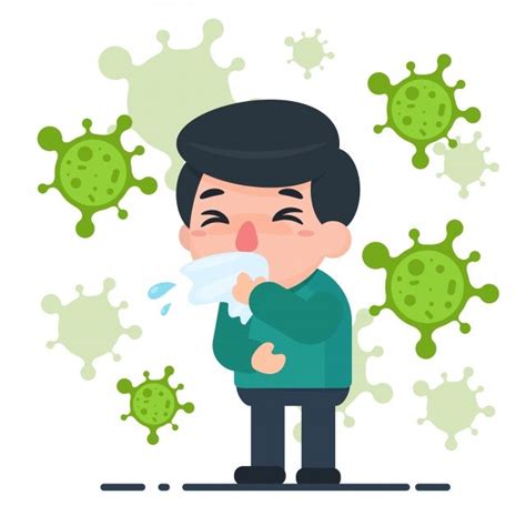 Flu germ clipart transparent png hd vector cartoon male ill with flu and germs virus around ...