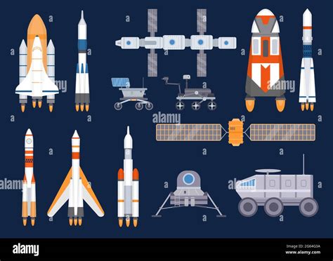 Spacecraft technology. Satellites, rockets, space station, ships ...