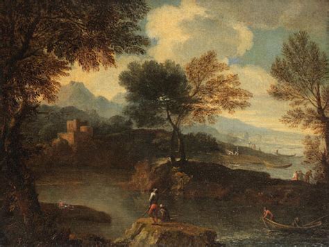 Bonhams : Follower of Gaspard Dughet, called Gaspard Poussin (Rome 1615-1675) A river landscape ...