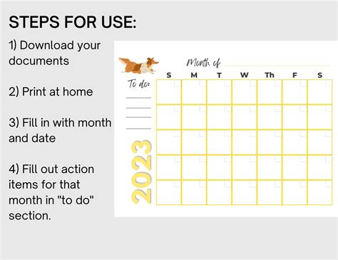 2023 Printable Calendar With Dogs Dog Calendar (Instant Download) - Etsy