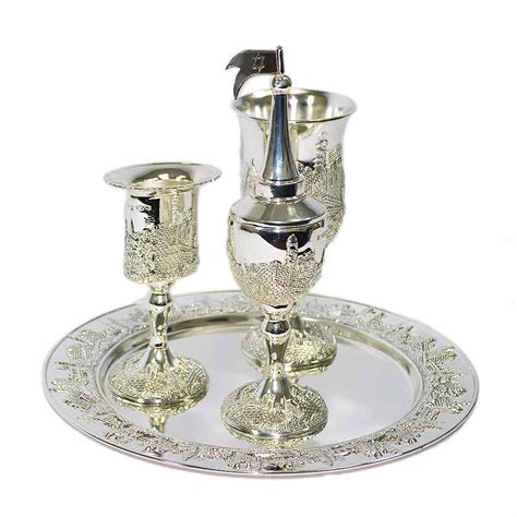 Metal Jerusalem 4 Piece Havdalah Set