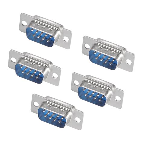 D-sub Connector Male Plug 9-pin 2-row Solder Type Blue 5pcs - Walmart ...