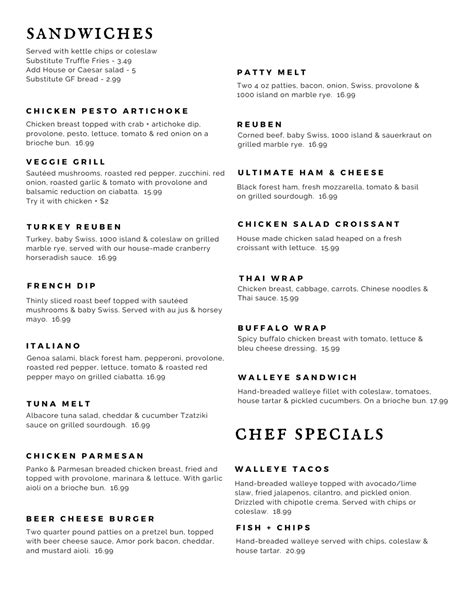 MENUS — Stella's Restaurant & Bar