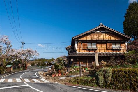 Preserved Wooden House with Cherry Sakura Tree at Kiso Valley Stock Image - Image of ...