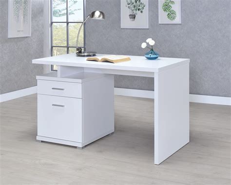 Irving 2-drawer Office Desk with Cabinet White - Coaster Fin