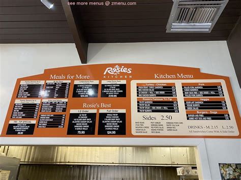 Menu at Rosie's BBQ Kitchen, Los Angeles