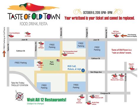 Old Town San Diego Map Of Restaurants - Gillan Dianemarie