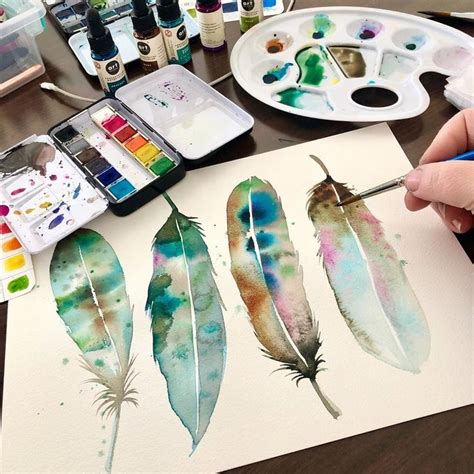 Watercolor Feathers | Watercolor flower art, Watercolor feather ...