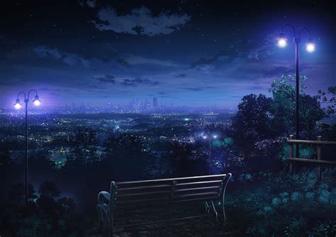 Night Anime Scenery Wallpaper / Wallpaper Anime Landscape Sunset Clouds ...