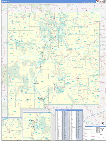 New Mexico Zip Code Wall Map Basic Style by MarketMAPS - MapSales