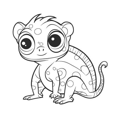 Cute Coloring Pages Baby Lizard Outline Sketch Drawing Vector, Baby ...