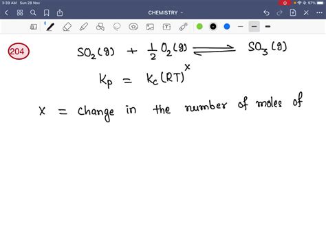 SOLVED:For the reaction SO2( g)+(1)/(2) O2( g) ⇌SO3( g) if Kp=KC(RT)^x where the symbols have ...