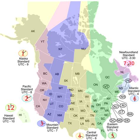 Clipart - USA Canada time zone map