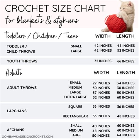 Crochet Afghan Size Chart • Oombawka Design Crochet