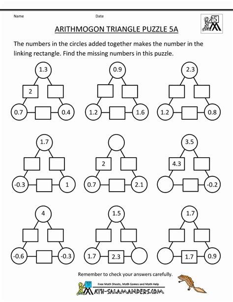 5Th Grade Math Brain Teasers Worksheets — db-excel.com