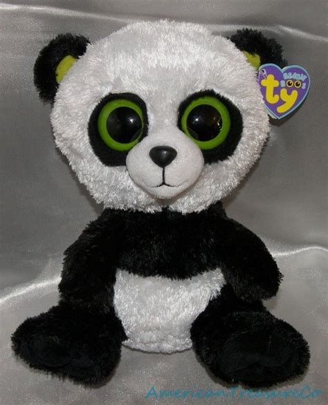 NEW 2012 TY Beanie Boos Plush Med 9" Bamboo The Baby Panda Bear Solid Green Eyes - Other