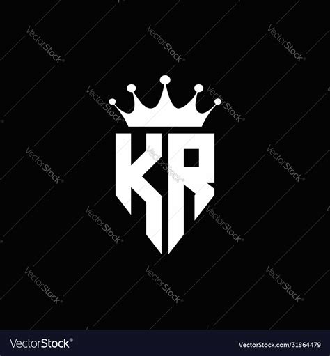 Kr logo monogram emblem style with crown shape Vector Image