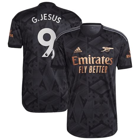 Gabriel Jesus Arsenal 2022/23 Away Player Jersey - Black - Jersey Teams