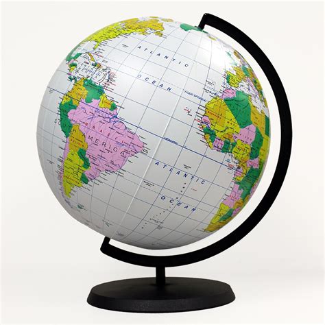 Educational Inflatable Globe Of The World - 12 Inch Blow Up Earth Ball ...