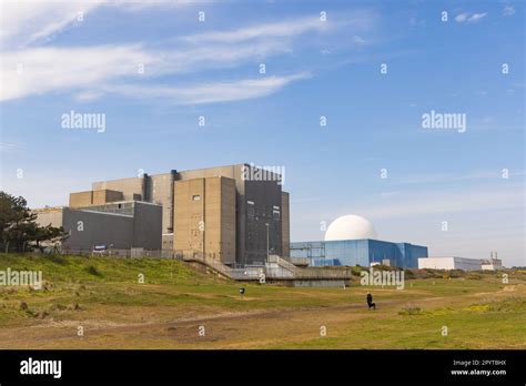 Sizewell A and B nuclear power stations on the site of the upcoming Sizewell C power station ...