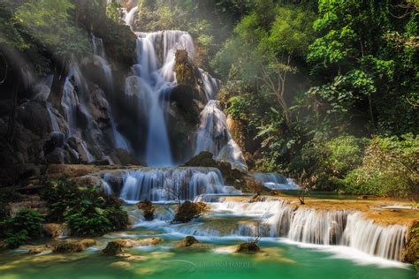 Kuang Si Waterfall by DrewHopper on DeviantArt