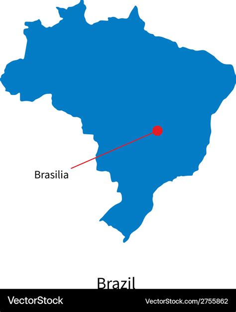 Detailed map of brazil and capital city brasilia Vector Image