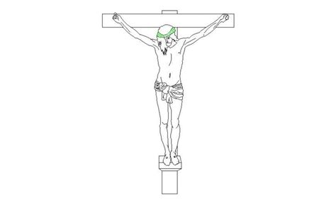 Jesus with cross sculpture drawing in AutoCAD file. - Cadbull