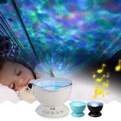 7 Colors Ocean Wave Starry Sky LED Projector Ocean Light Audio Cable Novelty RC Night Light ...