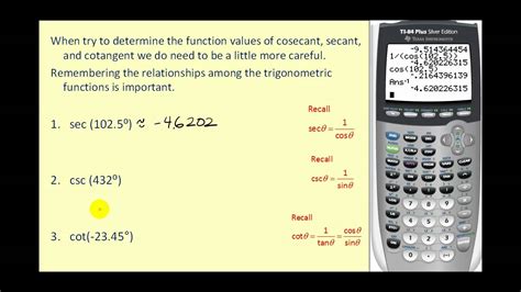 Determining Trigonometric Function Values on the Calculator - YouTube