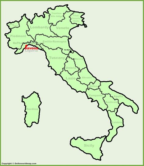 Savona location on the Italy map - Ontheworldmap.com