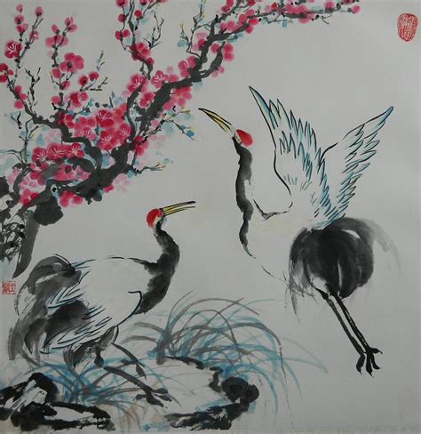 Flying Asian Crane Painting by L R B | Fine Art America