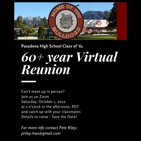 Class of 1961 – 60+ Year Virtual Reunion - Pasadena High School Alumni Association