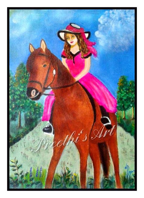 Preethi Venugopala: Lady on horse: An Acrylic Painting