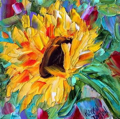 Sunflower painting, sunflower art, flower art, original oil palette ...