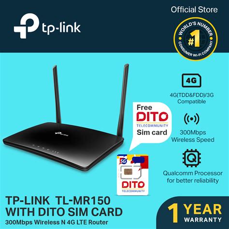 TP-Link TL-MR150 300Mbps Wireless N 4G LTE Wi-Fi Router with FREE DITO 5G SIM CARD | Openline ...